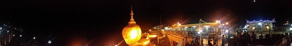 Panoramic view of burning fire at night