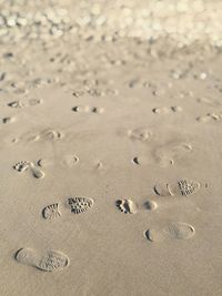 High angle view of sand on beach