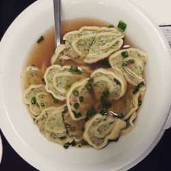 High angle view of food in plate