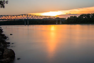 Bridge over river during sunset