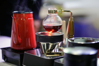 Close-up of tea cup on table