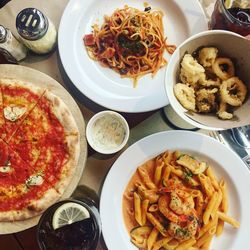 Close-up of food served on table