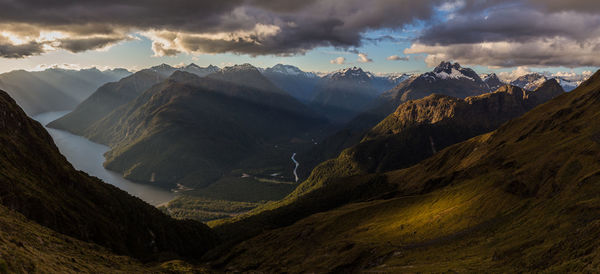 Scenic view of mountains against sky