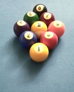 High angle view of balls on table