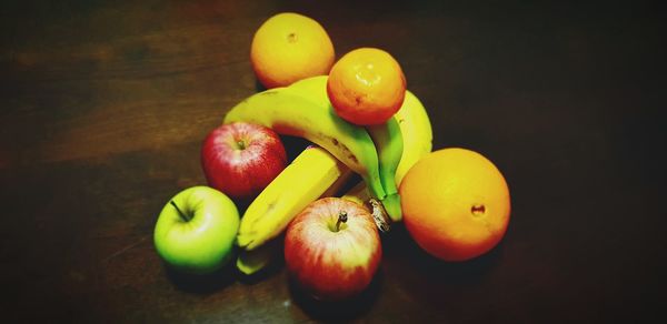 High angle view of apples on table