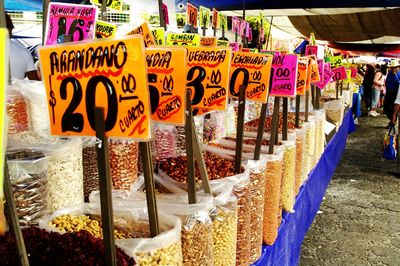 View of food for sale at market stall