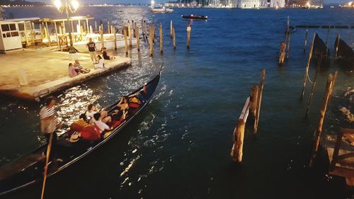 High angle view of boats in sea