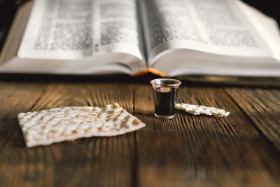 Close-up of coins on table