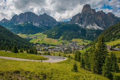 Scenic view of landscape and mountains against sky