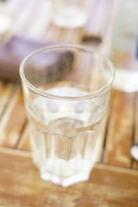 Close-up of water in glass on table