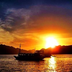 Scenic view of sunset over sea