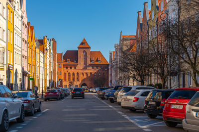 Cars on street in city