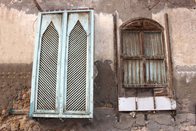Closed window of old building