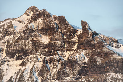 Panoramic view of snowcapped mountains against sky