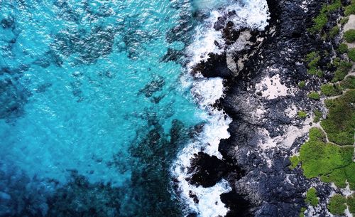 High angle view of water in sea