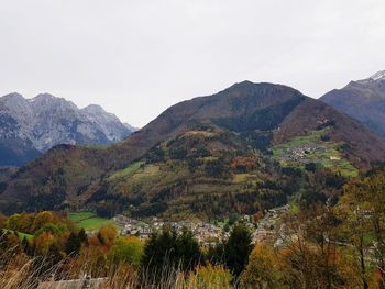 Scenic view of mountains against clear sky