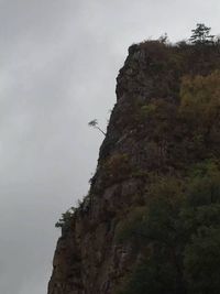 Low angle view of rock formation against sky