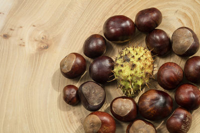 High angle view of fruits on table