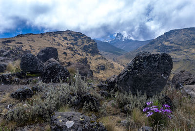 Scenic view of mountains against sky