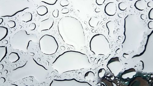 Full frame shot of wet glass window during rainy season