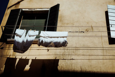 Clothes drying against window