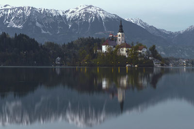 Scenic view of lake against sky