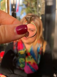 Close-up of woman hand