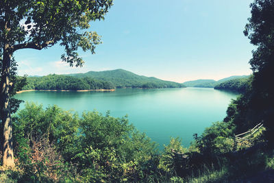 Scenic view of lake against sky