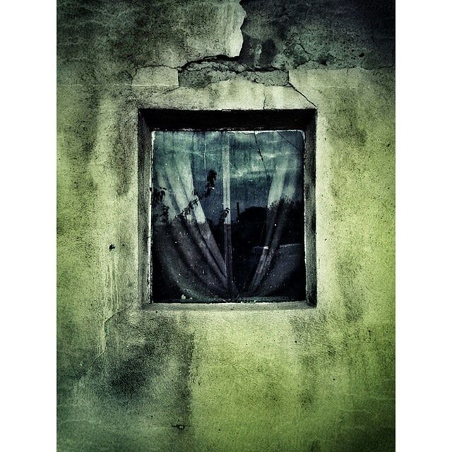 window, transfer print, indoors, glass - material, auto post production filter, transparent, reflection, house, built structure, architecture, mirror, one person, technology, building exterior, day, looking through window, glass, abandoned, door, photography themes