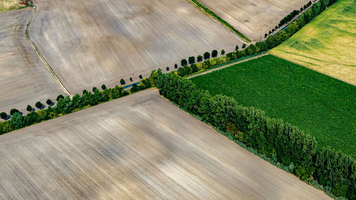 High angle view of empty road