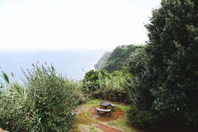 Scenic view of sea against clear sky