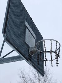 Low angle view of basketball hoop against sky