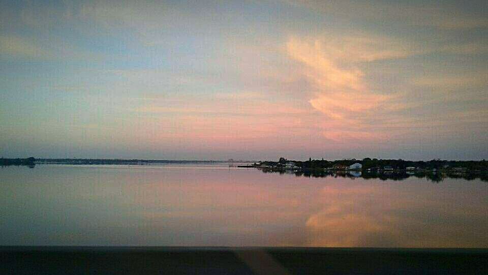 REFLECTION OF SKY ON LAKE DURING SUNSET