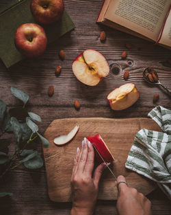 High angle view of vegetables on cutting board