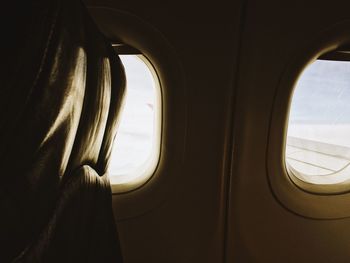 Close-up of airplane window
