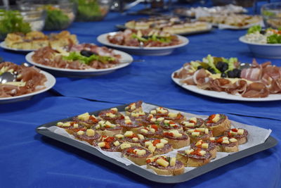 High angle view of food on table