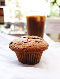 Close-up of cake on glass