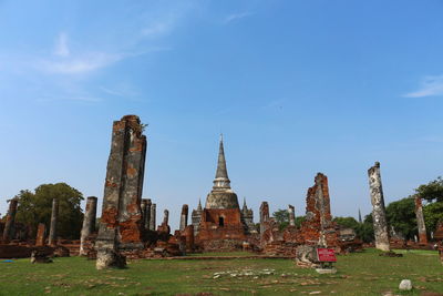 Panoramic view of old temple building against sky