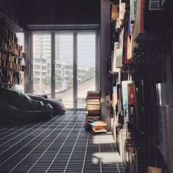 Bookshelf and bean bags at home