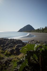 Scenic view of sea against clear sky
