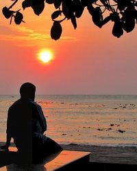 Scenic view of sea at sunset