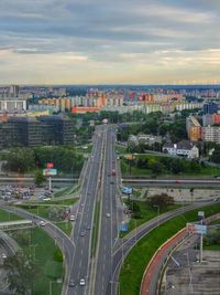 High angle view of cityscape against sky