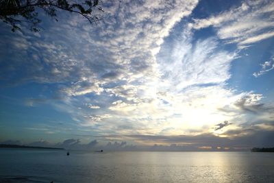 Scenic view of sea against sky at sunset