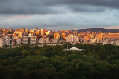 High angle view of townscape against sky