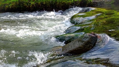 Water flowing through rocks