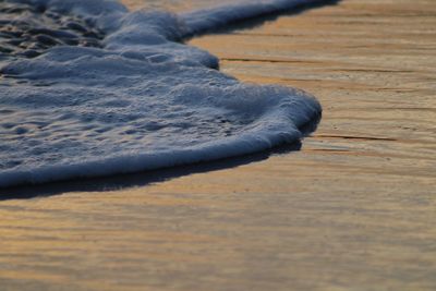 Close-up of wood on beach