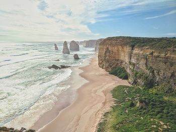 Scenic view of beach against sky