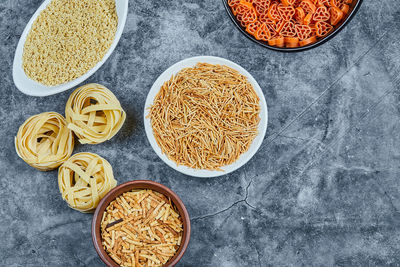 High angle view of food on table