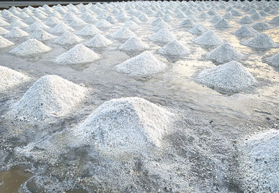 High angle view of stones on sand