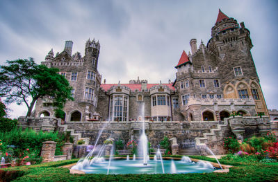 Buildings against cloudy sky